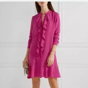NWT Tory Burch size 2 hibiscus flower Jane ruffle front silk shift dress $425